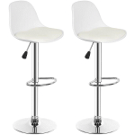 SIFREE - TABOURETS DE BAR CHAISE HAUTE LOT DE 2 HAUTEUR RÉGLABLE ASSISE REMBOURRÉE 360° PIVOTANT POUR CUISINE BAR BLANC LA HAUTEUR EST 83-103CM