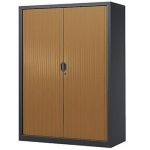 ARMOIRE MÉTAL CONFORT - A RIDEAUX - H. 160 X L. 120  CM - CORPS ANTHRACITE - RIDEAUX POIRIER