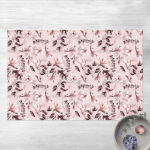 TAPIS EN VINYLE - BLOSSOMS WITH GRAY LEAVES IN FRONT OF PINK - PAYSAGE 2:3 DIMENSION HXL: 60CM X 90CM