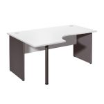 BUREAU COMPACT RETOUR À GAUCHE EVOLUTION 2 - L. 160 X P. 110 CM - PLATEAU 'BLANC' - PIEDS PLEINS 'BLANC'.