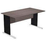 BUREAU DROIT PRONTO TENDANCE - L.140 X P.80 CM - PLATEAU CENDRE - PIEDS L NOIR