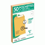LOT DE 5 - PAQUET DE 50 POCHETTES KRAFT MILLERAIES BRUN C4-229X324 MM - AUTO-ADHÉSIVES - 90G/M2 - BRUN