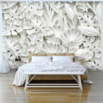 PAPIER PEINT FEUILLAGE BLANC EN RELIEF POUR DÉCO RAFFINÉE - 200 X 140 CM - BLANC