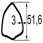 TUBE TRIANGULAIRE LG.1,5M. DIM.51,6X3 TCM