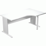 BUREAU 90° DROIT PIEDS L BOIS FAST - 160CM - BLANC - GRIS