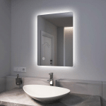 MIROIR DE SALLE DE BAIN LED MIROIR AVEC RÉTRO-ÉCLAIRAGE LED 70X50CM INTERRUPTEUR TACTILE, ANTI-BUÉE LUMIÈRE BLANCHE FROIDE/CHAUDE/NEUTRE - EMKE