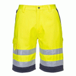 PORTWEST L043 SHORT EN POLY-COTON LÉGER HAUTE VISIBILITÉ JAUNE/MARINE - TAILLE M