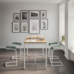 TABLE HAUTE BOXY H 107 X L 160 X 80 CM CHÊNE PIÉTEMENT MÉTAL BLANC