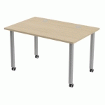 TABLE TUBO ROULETTES 120 X 80 CM CHÊNE ALU - MBA