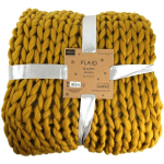THE HOME DECO FACTORY - PLAID GROSSES MAILLES CHUNKY 120 X 150 CM - JAUNE