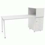 BUREAU HOME OFFICE + RGMT DROITE L.120 CM BLANC/BLANC ARA - QUADRIFOGLIO