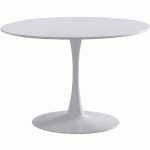 TABLE À MANGER RONDE COLORIS BLANC - DIAMÈTRE 110 X HAUTEUR 75 CM PEGANE