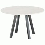 TABLE RÉUNION EVAN Ø 120 CM PIED NOIR PLATEAU PIN - MBA