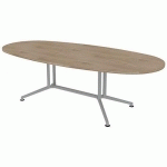 TABLE DE RÉUNION PLATEAU OVALE L.240 ORME PIEDS ALU - QUADRIFOGLIO