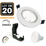 EUROPALAMP - 20 SPOTS ENCASTRABLE ORIENTABLE BLANC AVEC GU10 6W DIMMABLE BLANC NEUTRE 4500K - BLANC NEUTRE 4500K