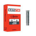 BATIFIX - 200 CHEVILLES MATÉRIAUX PLEINS 6 X 30MM NYLON GRIS