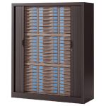 ARMOIRE DISCRETIS 72 TIROIRS TAUPE CORPS ANTHRACITE RIDEAUX ANTHRACITE