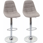 JAMAIS UTILISÉ] 2X TABOURET DE BAR HHG 356, TABOURET DE BAR GRIS CRÈME, TEXTILE - GREY