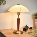 EGLO LAMPE DE TABLE SOLO 1, BRUNIE/NOYER, HAUTEUR 35 CM MÉTAL/VERRE À INTENSITÉ