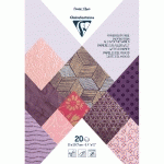 PAPIER ARTISANAL, BLOC ENCOLLÉ DE 20 FEUILLES AU FORMAT 21X29,7CM - ROSE / VIOLET - LOT DE 3
