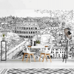 PAPIER PEINT INTISSÉ - CITY STUDY - ROME - MURAL FORMAT PAYSAGE DIMENSION HXL: 190CM X 288CM