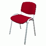 LOT DE 2 - CHAISE CONFÉRENCE CLASSIQUE ROUGE PIEDS ALUMINIUM