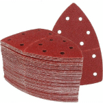 LOT DE 50 FEUILLES ABRASIVES TRIANGLES PAPIER PONÇAGE DE 105 X 152 MM, GRAIN 80, ADAPTÉES POUR DIFFÉRENTES PONCEUSES