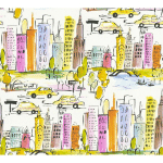 A.S.CREATIONS - PAPIER PEINT NEW YORK - 53 CM X 10,05 M DE A.S. CRÉATION - JAUNE, ORANGE ET ROSE