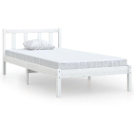 CADRE DE LIT BLANC BOIS DE PIN MASSIF 90X190 CM UK SIMPLE