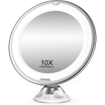 GROSSISSANT MIROIR MAQUILLAGE 10X AVEC LUMIÈRES LED 1 JOINT À BILLE D'ATTACHE AJUSTABLE À 360° MIROIR COSMÉTIQUE PORTABLE, POUR SALLE DE BAIN, VOYAGE