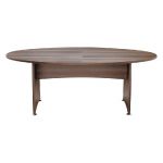 TABLE DE RÉUNION OVALE NF ENVIRONNEMENT MERISIER, PIEDS PLEINS MERISIER, H.72 X L.200 X P.120 CM