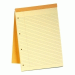 LOT DE 5 - BLOC DE BUREAU RHODIA 21 X 31,8 CM AGRAFÉ ORANGE N°119 - JAUNE LIGNÉ - 80 FEUILLES PERFORÉES
