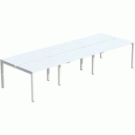 BUREAU DROIT BENCH 126X480CM PIED BLANC PLATEAU BLANC 6PERS. - PAPERFLOW