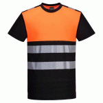 LOT DE 2 - PORTWEST PW311 T-SHIRT PW3 HAUTE VISIBILITÉ CLASSE 1 NOIR/ORANGE - TAILLE S