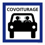 SIGNALETIQUE.BIZ FRANCE - PANNEAU PARKING COVOITURAGE. POINT DE RASSEMBLEMENT COVOITURAGE. AUTOCOLLANT PARKING COVOITURAGE, PVC, ALU - PLASTIQUE PVC