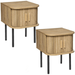 LOT DE 2 TABLES DE CHEVET 2 PORTES COLVA - LONGUEUR/LARGEUR 40 HAUTEUR 53CM - BEIGE