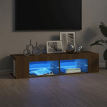 VIDAXL - MEUBLE TV AVEC LUMI�RES LED CH�NE MARRON 135X39X30 CM