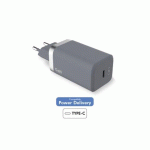 CHARGEUR POUR TÉLÉPHONE MOBILE FORCE POWER CHARGEUR SECTEUR 20W 1 PORT C + CABLE C/C 1,2M RECYCLE GRIS