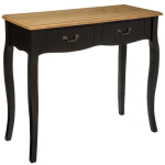 CONSOLE EN BOIS AVEC 2 TIROIRS COLORIS NOIR / CHÊNE - LONGUEUR 87 X PROFONDEUR 34 X HAUTEUR 78 CM PEGANE NOIR / CHÊNE