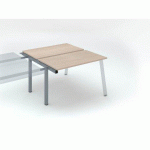 PÔLE DE 2 BUREAUX ECLA CHÊNE CLAIR L 120 X P 60 CM PIÈTEMENT MÉTAL FINITION ALUMINIUM - ÉLÉMENT SUIVANT