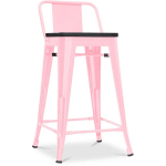 STYLIX TABOURET EN BOIS ET PETIT DOSSIER - 60CM ROSE - BOIS, FER - ROSE