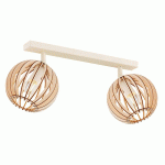 ARGON PLAFONNIER PAZ BLANC LAMELLES BOIS, À 2 LAMPES