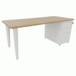 BUREAU EVIDENCE 180X80 CHÊNE NATUREL CAISSON PORTEUR/PIED ANTHRACITE - VINCO