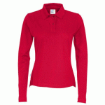 COTTOVER POLO PIQUE MANCHES LONGUES FEMME - CERTIFIÉ GOTS ROUGE - TAILLE L