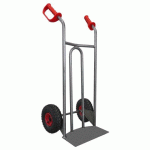 DIABLE ACIER TABLIER INCURVÉ POIGNÉE OUVERTE 250 KG ROUES GONFLABLES