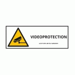PANNEAU D'INFORMATION - VIDÉO-PROTECTION  - 210 X 75 MM - VINYLE SOUPLE AUTOCOLLANT - BLANC - LOT DE 3