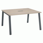 TABLE DE RÉUNION MODULABLE ECLA CHÊNE GRIS L 140 X P 126 PIÈTEMENT MÉTAL ANTHRACITE