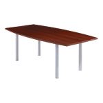 TABLE TONNEAU AVEC ÉLECTRIFICATION ACTUAL L. 200 X 100 CM - PLATEAU WENGÉ - PIED TUBULAIRE ALUMINIUM