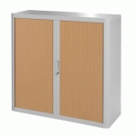 ARMOIRE À RIDEAUX DÉMONTABLE EASY OFFICE 104 X 110 CM CORPS GRIS - RIDEAUX HÊTRE