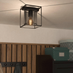EGLO PLAFONNIER CATTERICK, NOIR, UN ABAT-JOUR CAGE